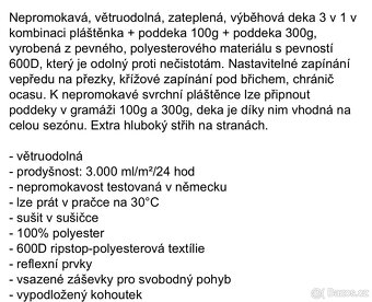 Vyběhova deka hkm kombi 3v1 ,pláštěnka +poddeky 100g,300d - 3