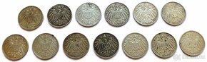 Německo-císařství,Wilhelm II.,soubor 13 ks 1 marek,Ag 900 - 3