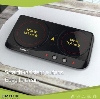 Brock Elektrický sklokeramický vařič, 2 plotýnky 19 a 16 cm, - 3