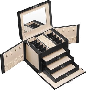 Nová uzamykatelná 4-patrová šperkovnice/kufřík na šperky - 3