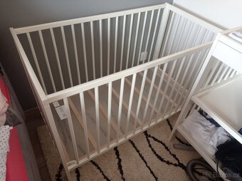 Dětská postýlka a přebalovací stůl, bílá - 3