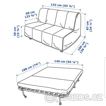 REZERVACE Rozkládací pohovka IKEA Lycksele 140x190cm - 3