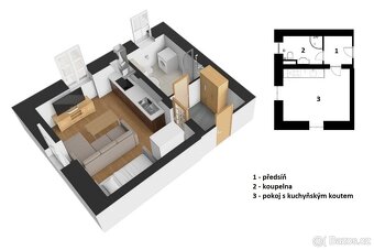 Prodej byty 1+kk, 30 m2 - Vrchlabí - Hořejší Vrchlabí - 3