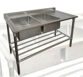 Nerezový dřez 150cm s odkládacím prostorem - 3