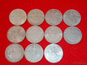 Stříbrné marky 38 ks - 2 marky, 5 marky dva druhy - 3