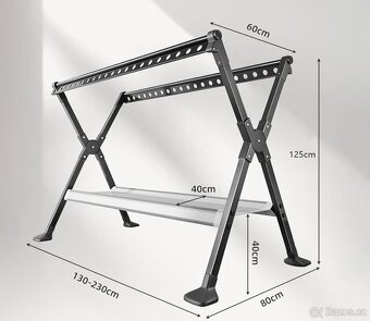Skládací sušák na prádlo Chaoyilian – kovový, 135 cm, šedý - 3