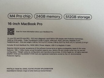 Apple MacBook PRO 16" M4 Pro 14× CPU 20× GPU, 24GB, 512 GB - 3