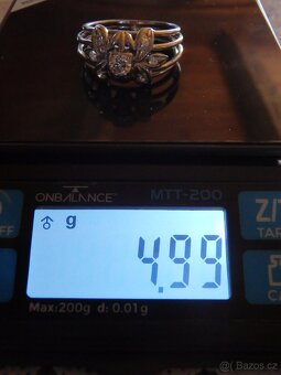 Zlatý 14k R-U secesní prsten s diamanty - 3