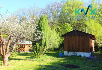Prodej dřevěné chaty se zahradou, celková výměra pozemku 392 - 3
