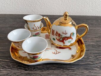 Značený čajový servis, porcelánový čínský drak - 3