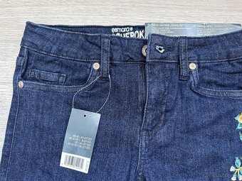 NOVÉ Dámské džíny Skinny fit s vyšívanými květy, vel. 34 - 3