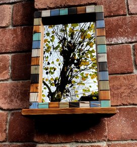 Zrcadlo 40x60cm s policí - barevná mozaika - 3
