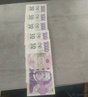 Sada 5ks výročních bankovek 1000kč s přítiskem ČNB - 3