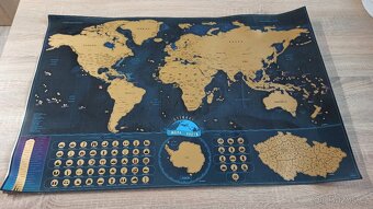 VELKÁ ZLATÁ STÍRACÍ MAPA SVĚTA - NEPOUŽITÁ - 3