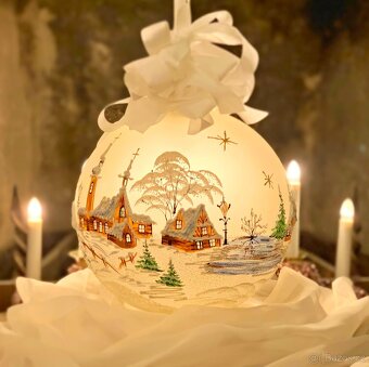 Vánoční Lampa Malovaná Zimní vesnička Dekorace, Dárek - 3