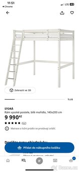 Patrová postel 140x200 černa Ikea - 3