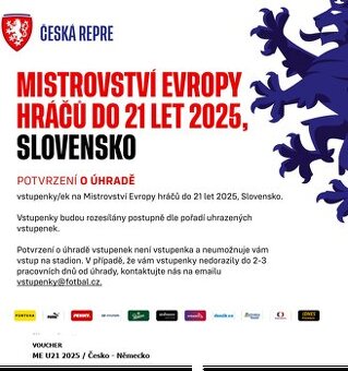 Nabízím 2ks vstupenek na EURO do 21 let - Česko vs. Německo - 3