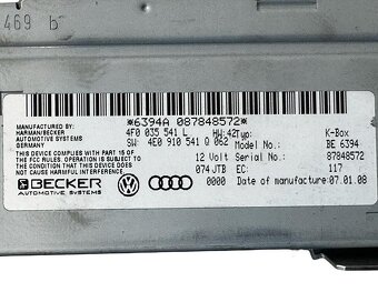 Řídící jednotka autorádia 4F0035541L Audi A6 C6 4F r.v. 2006 - 3