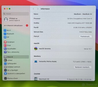 MacBook Air 13” 2019/8GB RAM/Intel i5/128GB SSD/Záruka - 3