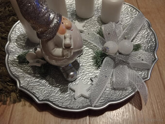 Vánoční adventní věnec N.O.V.Ý. stříbrný+skřítek - 3