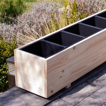 Dřevěný truhlík na terasu - přírodní - 3