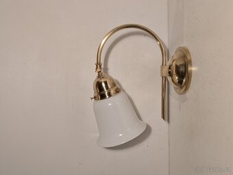 2x mosazná lampa, lampička, stínidlo zvoneček, pár - 3