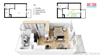 Prodej bytu 1+kk, 40 m², Praha, ul. Honzíkova - 3