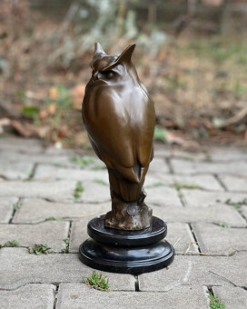 Bronzová socha soška Sova Kalous ušatý symbol moudrosti - 3