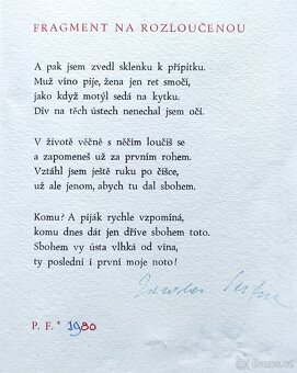 Jaroslav Seifert Fragment na rozloučenou, grafika - 3