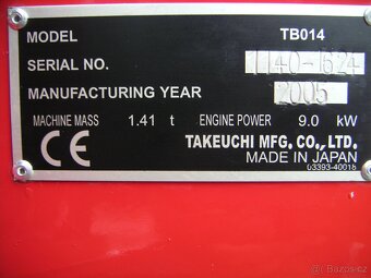 Minibagr , minirypadlo TAKEUCHI TB 014 - 3