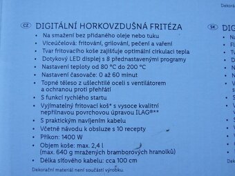 Digitální  fritéza SILVERCREST 1400W 2,4L - 3