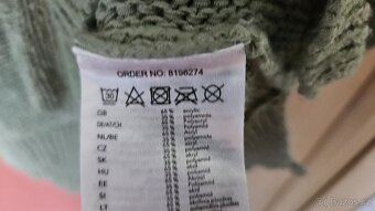 Zelený /khaki přízový svetr s netopýřími rukávy - 3