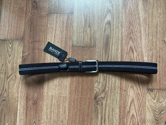 Nový pánský pružný opasek Bandi -L/XL, černý s modrými pruhy - 3