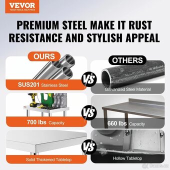 Nerezový pracovní stůl Vevor - 3