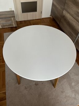 Jídelní stůl JEGIND Ø105 bílá/přírodní - 3