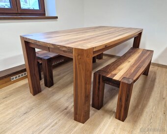 Nový jídelní set americký ořech masiv 100x200 cm - 3