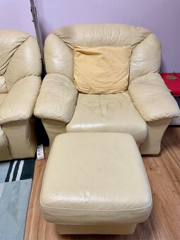 Sedací souprava 3+2+1 +taburet pravá kůže - 3