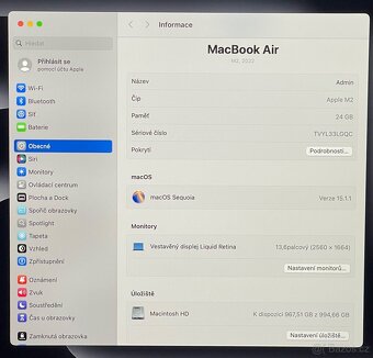 MacBook Air M2 2022 /24GB RAM/M2/1TB SSD/ Záruka - 3