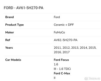 DPF Ford AV61-5H270-PA - 3