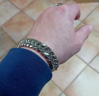 NOVÝ masivní pánský náramek Shiny Cuban Silver Steel š.14 mm - 3