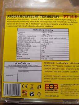Termostat PT14-P programovatelný 2Ks. - 3