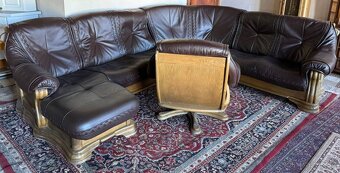 Rustikální kožená souprava do U s křeslem,6749 - 3