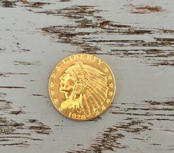 2 1/2 Dollars 1928 Indian Head – Quarter Eagle ZLATÁ MINCE - 3