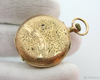 14K ZLATÉ KAPESNÍ HODINKY - JEPTIŠKY BREVET - FUNKČNÍ - 3