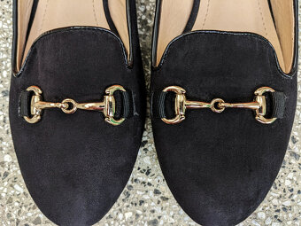 Dámské černé semišové baleríny/loafers/mokasíny old money - 3