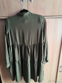 Košilové balonové khaki šaty - 3