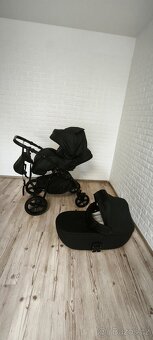 Dětský kočárek 2v1 Classic Victoria Gold černý, ekokůže - 3