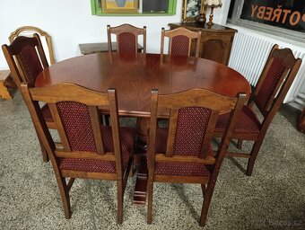 Rustikální jídelní set, stůl, 6 židlí, masív - 3