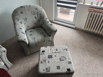 Rohová sedací souprava + křeslo a taburet - 3