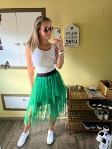 Stylová sukně tylová zelená - 3